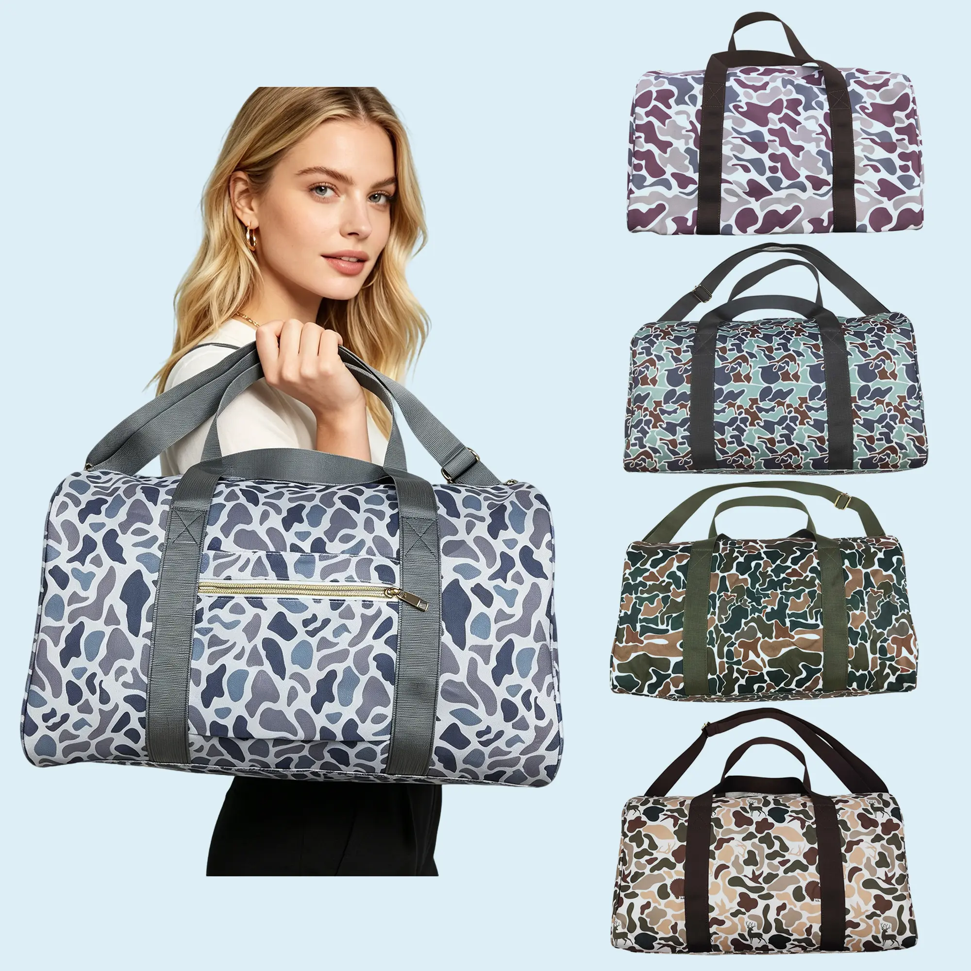 Camouflage print sports duffel bag adult travel bags Camouflage print sports duffel bag adult travel bags