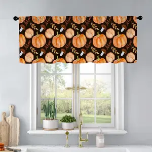 1 Pc Autumn Pumpkin Maple Leaf Mushroom Harvest Season Flower Print Kitchen Curtains Curtains Living Room Bedroom Bathroom Home Decor 54 x 18 Inch
