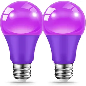 Purple Light Bulbs for Outdoor Porch, 9W(60W Equivalent) E26 Base LED Purple Bulb for Halloween Christmas Wedding,Party,Bar,Holiday Lighting,Home Decor, 2-Pack