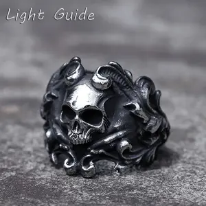 2022 NEW Men's 316L stainless-steel rings Calvarium Skull Devil RING for gothic decorative pattern Jewelry Gift free shipping