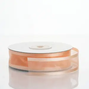 25 Yards | 7/8" DIY Peach Sheer Organza Ribbon With Satin Edges