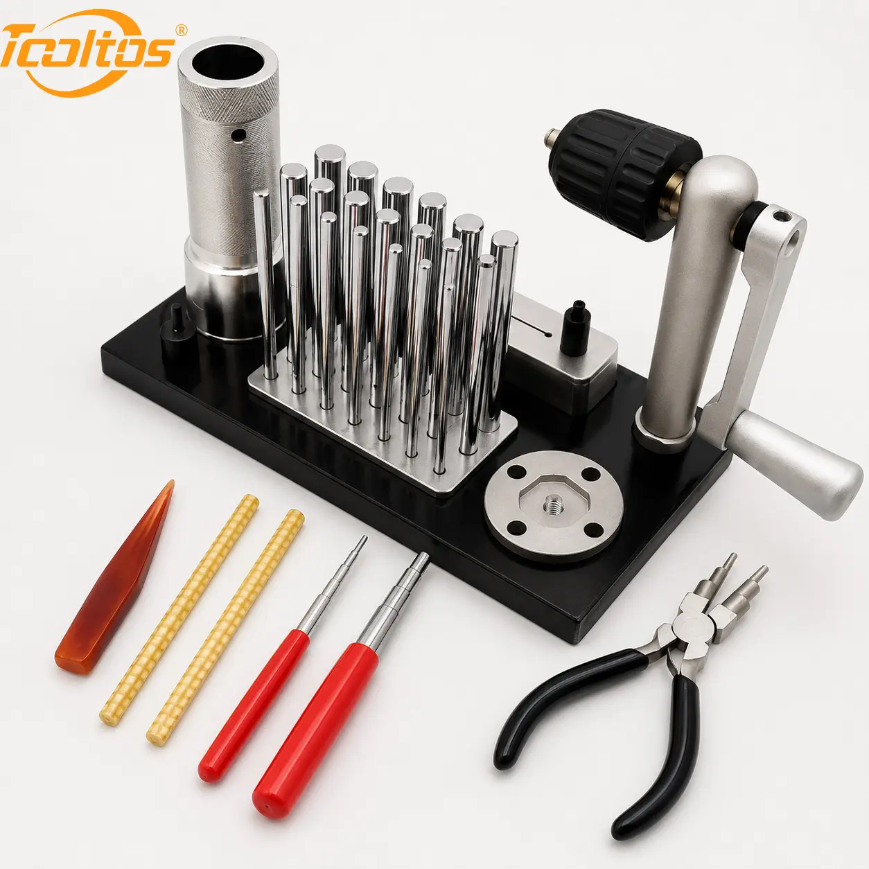 TOOLTOS Manual Jump Ring Maker Kit - 20 Mandrels, Wire Wrapping Tools, Hand Crank Wire Coiling Device, Metal Craft & Ring Shaping Jewellery-Making Supplies for Bracelets, Metal Craft Wire Jewellery-Making Tools, Ring Shaping Jewellery-Making Tools