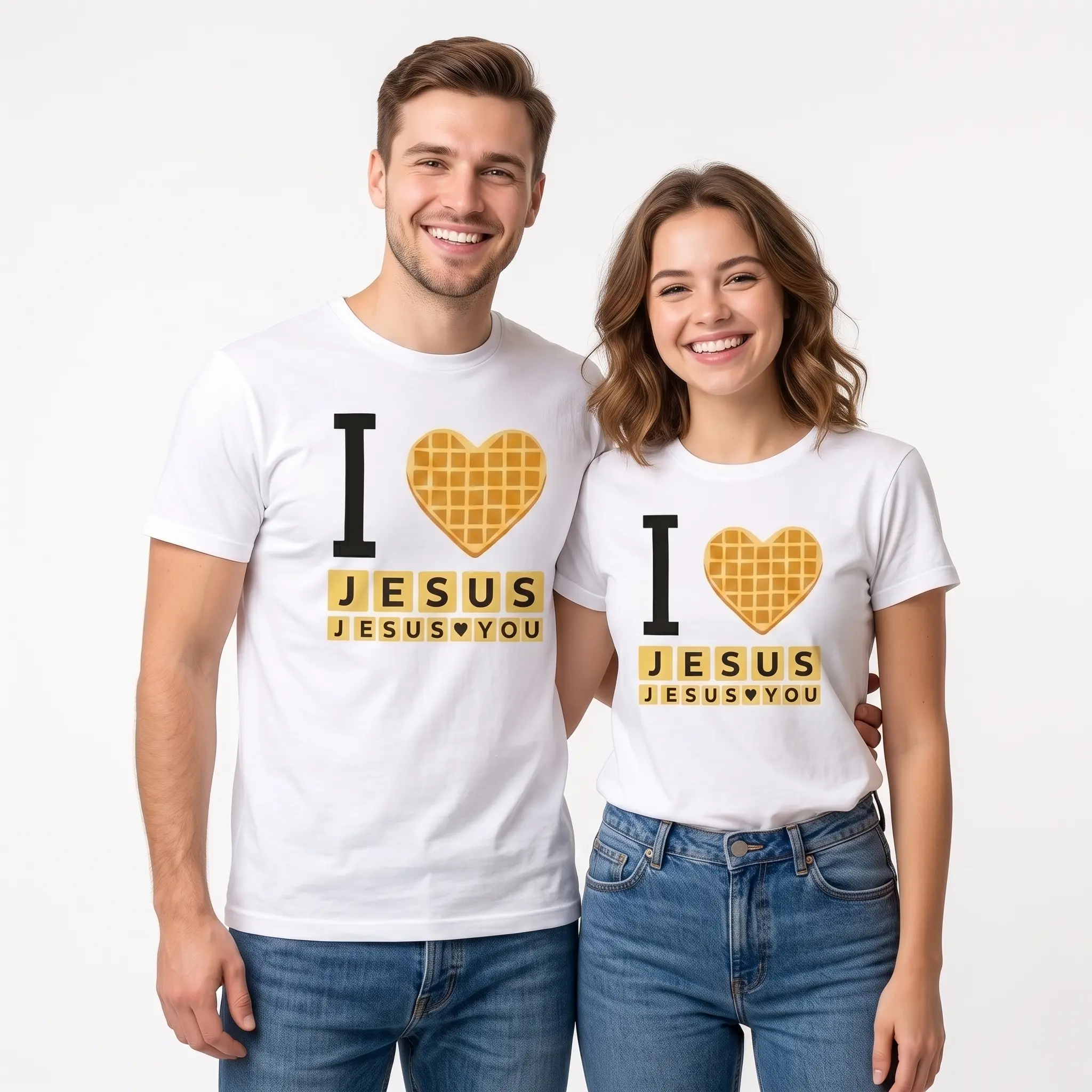 I Love Jesus Jesus Love You Shirt, Bryce Crawford Merch, Christian Apparel Graphic   men  Tee, Funny Christian Breakfast T-shirt, Unisex Casual 100% Cotton Inspirational Quote TShirt, print  Printed Round-Neck Women's  T-Shirt
