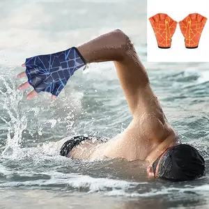 Nylon Swim Paddle Gloves, Webbed Swimming Hand Fins for Water Sports & Aquatic Training, Scuba Diving Hand Equipment for Men Women, Swimming Accessories