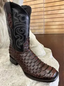 VS40080- VAQUERO SIGNATURE WIDE SQUARE TOE PITON PRINT CAFE DIFUMINADO