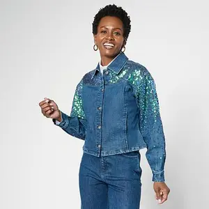 C. Wonder C Wonder Denim Sequin Jacket