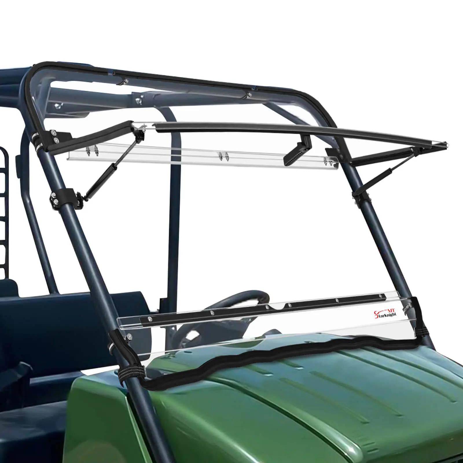 StarknightMT 2-IN-1 Mule 4010 Flip Windshield Compatible with Kawasaki Mule 4000 4010 2009-2026, Scratch & UV Resistant Folding Clear Front Windscreen, No-Drill Install