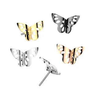 20G/18G/16G Butterfly Threadless Flat Back Studs • Push Pin Labret • Flat Back Earring • Tragus Stud • Flat Back Nose Stud • Helix Stud • Cartilage Stud • Threadless Nose Stud • Ball Stud • Implant Grade Titanium • Silver Flat Black Stud