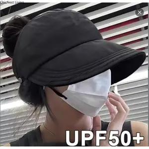 Foldable Women's Sun Hat with Wide Brim and Breathable Top - Perfectfor Ponytails