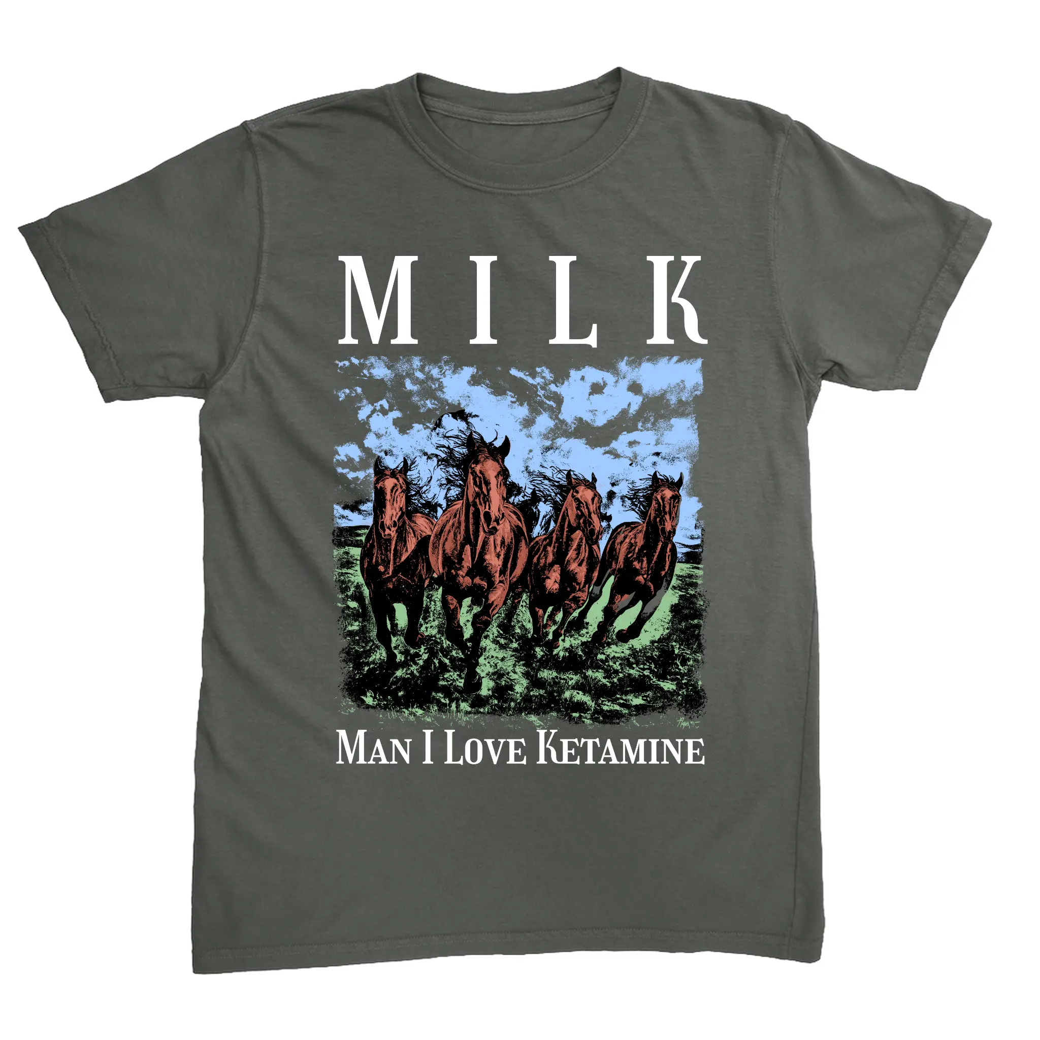 MILK Man I Love Ketamine Tee Comfort Colors Unisex T-Shirt, Casual Graphic Streetwear Tees, Vintage Retro Edgy Dark Humor Funny Meme T-Shirts
