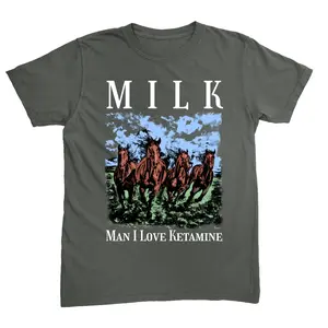 MILK Man I Love Ketamine Tee Comfort Colors Unisex T-Shirt, Casual Graphic Streetwear Tees, Vintage Retro Edgy Dark Humor Funny Meme T-Shirts