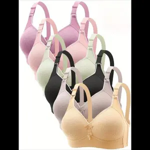 Jacquard Push-Up Bra – Adjustable Support Straps & Wire-Free Daily Comfort, Women’s Lingerie & Underwear Soft Underwire Push Seamless Wireless Supportive Women’s Basic Elegant Chic Minimalist V-Neck Tank Bras Nylon