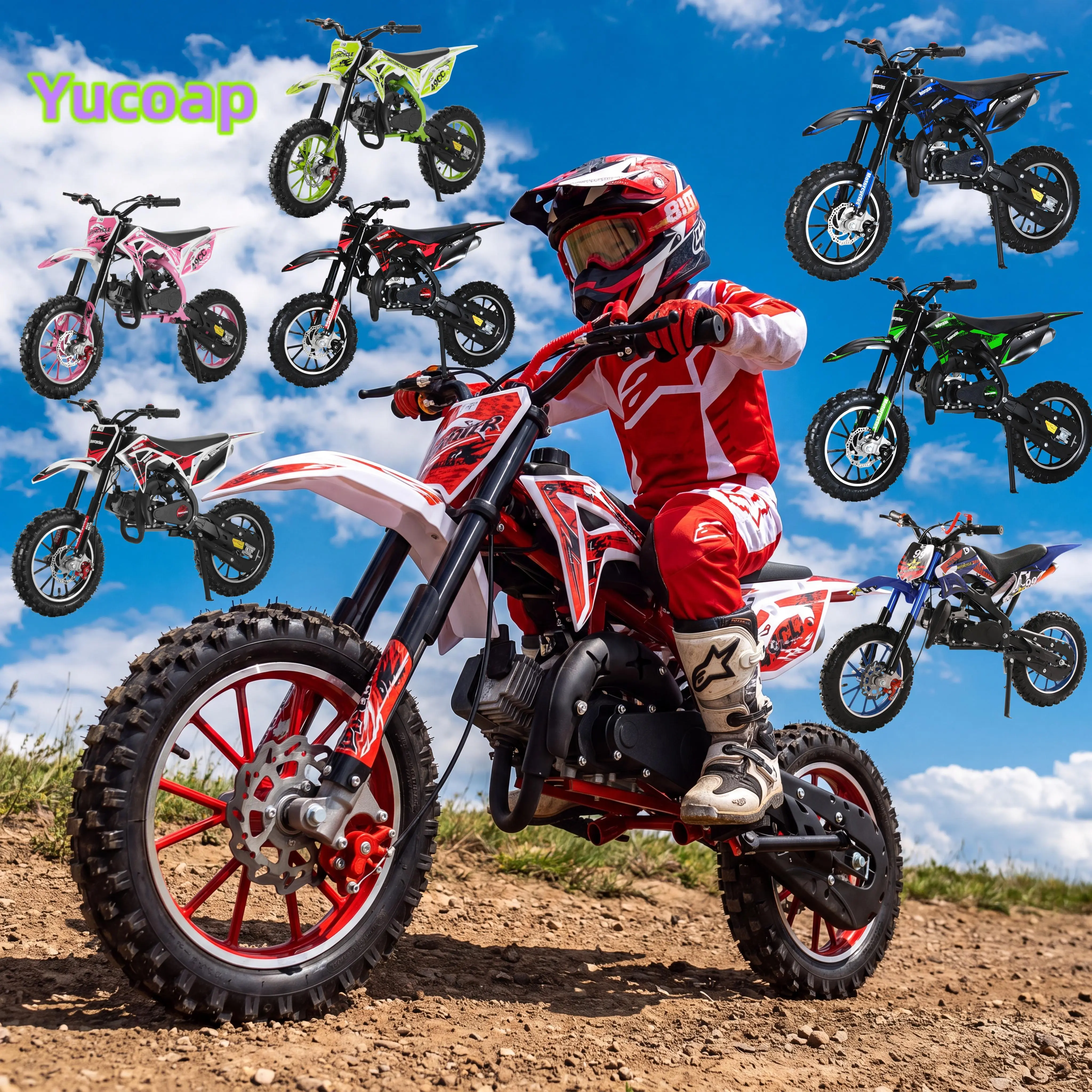 [Fall Pick] YUCOAP Kids Dirt Bike Ride-On Toy Vehicle, Ideal Gift for Childhood Memories, Multiple Styles & Colors Available, Full Range of Types (Red Included)