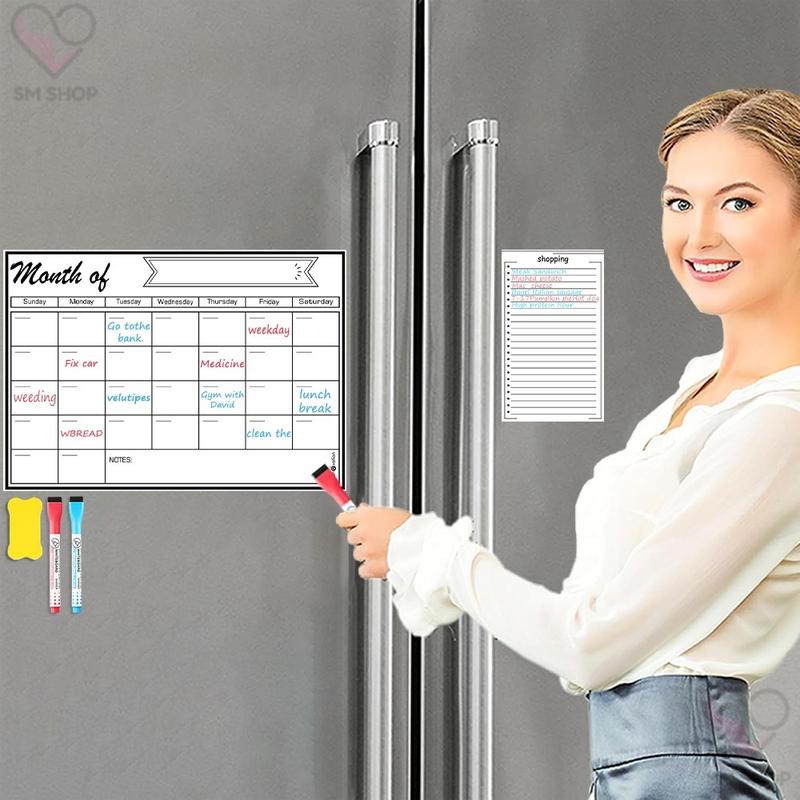 Magnetic fridge message board, with creative partition for note-taking, made of waterproof and durable materials, a magic tool for communication in the kitchen.