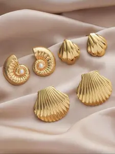 Women's Stainless Steel Starfish Shell Earrings, Beach Vacation Style, Luxurious Thread Ear Dangle Jewelry, Non-Fading Design