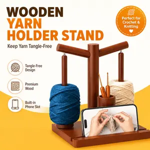 Wooden Yarn Holder, Upgraded 2-Spindle Magnetic Rotating Yarn Spinner with Magnetic Spin & Tangle-Free Design, Ideal for Crochet and Knitting Enthusiasts, Summervibes Furniture,memorial day deals,summerwins