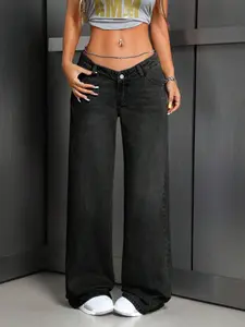 Y2K low waist jeans, Grunge aesthetic jeans, Black baggy jeans women, Vintage black denim pants, Casual streetwear jeans, Low rise wide leg jeans, Women’s oversized jeans, Gift for women