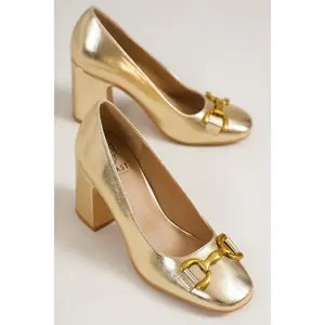 Elegant PALMER-05 Block Heel Pumps with Slip-On Design and Comfortable Faux Suede Finish