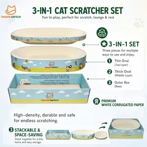 【tiktokshopmemorialday】 Heavy Duty Cat Scratcher Lounge, 3-in-1 Stackable Large Cat Scratching Bed, Premium High-Density Durable Corrugated Paper, Safe & Long-Lasting Cat Furniture Set cool cat stuff cat stuff for indoor