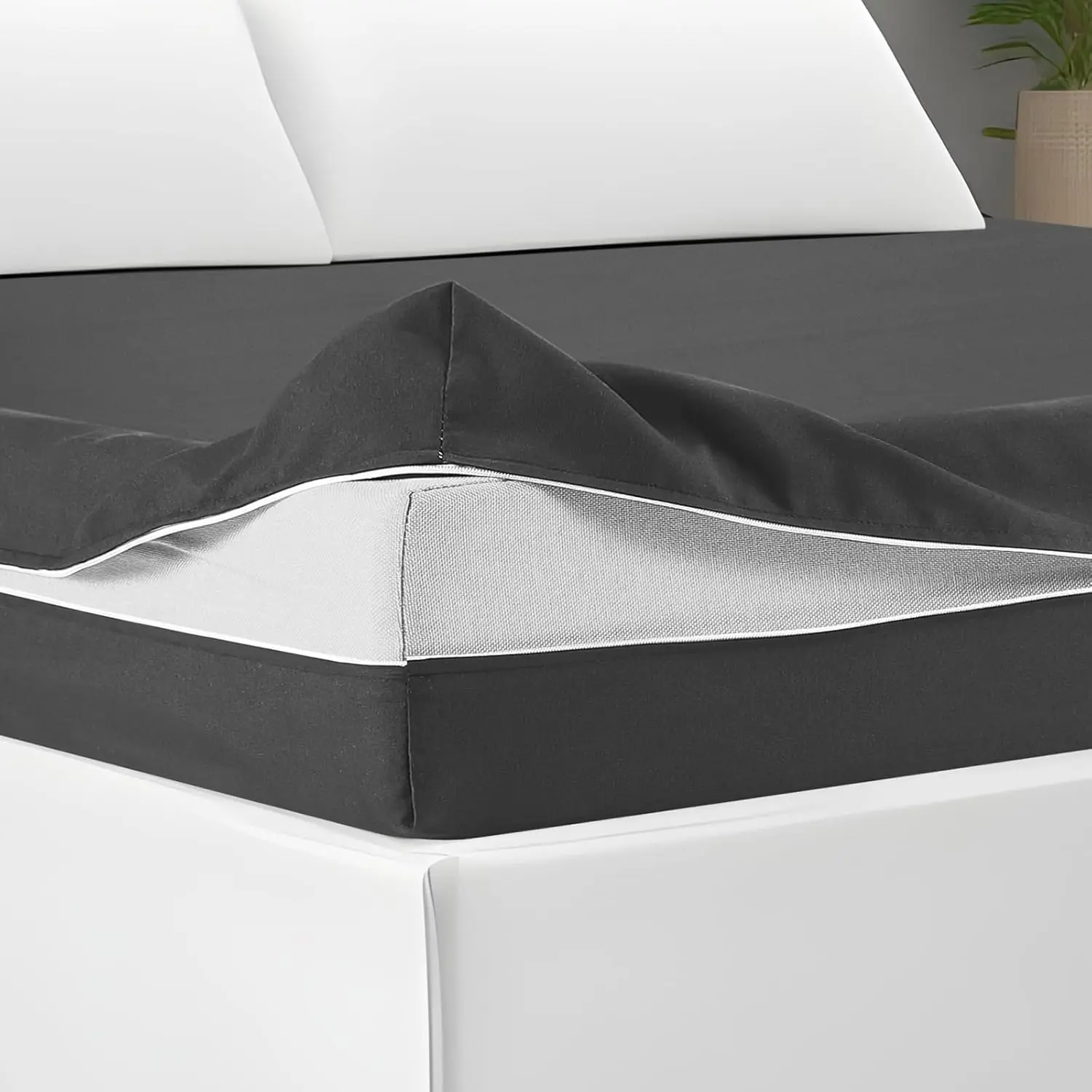 Zippered Mattress Fitted Protector Deep Mattress Encasement Soft Zipper Fitted Sheet Microfiber Bed Sheet Cover for Bed(Dark Gray,,12-16in)