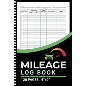 Mileage Log Book: Vehicle Mileage Journal | For Taxes for Self Employed | Ideal for Car, Truck Drivers and Owners | 6" x 9" | 120 Pages