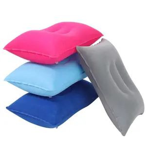 4 Packs Inflatable Travel Pillow Portable Compact Air Pillow Flocked Fabric Backpacking for Camping Hiking Home Office Sleeping Neck Head Lumbar Support