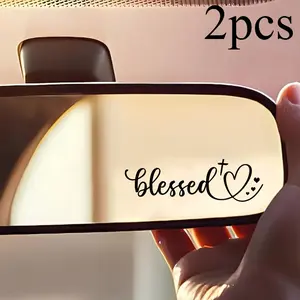 2PCS Blessed Cross Love Car Sticker Car Decal Is Easy To Apply Without Leaving A Trace  Suitable for Car Mirrors  Motorcycle Horizontal Mirrors  Creative Text Decorative Stickers  DIY Self-adhesive Small Objects