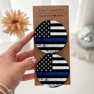 Car Coasters for National Day, High-Quality Non-Slip，Perfect for New Year, Friday, Christmas Gift , Office Desk Accessory