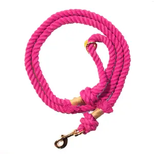 Magenta Boho Chic Dog Leash - Handmade with Fringe Accents & Metal Charm - Soft Caribbean Cotton Rope for Small & Medium Dogs - Comfortable Loop Handle - Eye-catching Design for Summer Strolls
