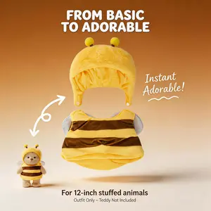 TEDDY HUGGY Plush Bear Outfits for 12-inch Dolls - Adorable Bee Costume for Your Teddy Bear - Easy to Use & Perfect Gift for Teddy Bear Lovers