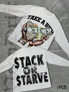 Men's Long Sleeve Graphic Print T-Shirt Top, Street Style Fitted Tee, Casual Daily Wear, Nightclub Party, Urban Fashion, Streetwear Aesthetics