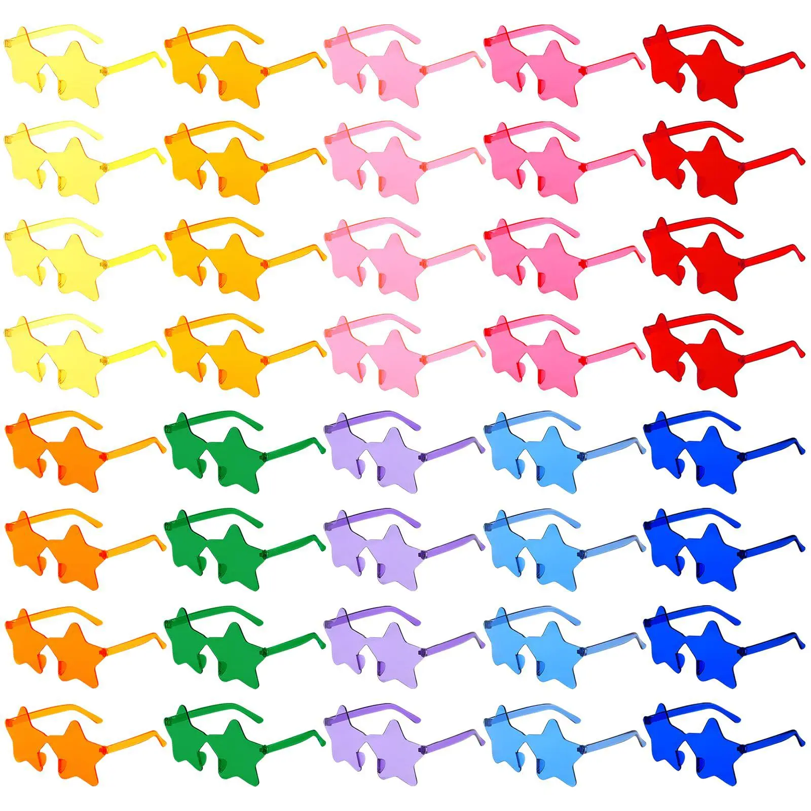 20pcs Set Colorful Rimless Star-Shaped Sunglasses, Party Accessories for Birthday Party, Outdoor Photobooth Prop