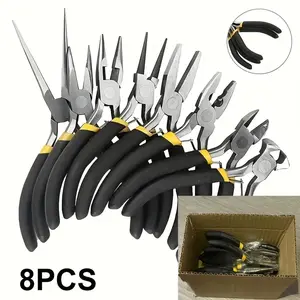 8-Piece Mini Jewelry Set, Ideal for Crafting Necklaces & Bracelets, Essential Hand Tool Kit for DIY Jewelers, Multi Function Pliers
