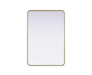 360 Stand Brass Rectangle Metal Mirror - 27x40 in, Rounded Corners/Rounded Edges, Smooth Iron Contour, Modern Elegant Wall Decor, Hanging Home Decor, MR8A2740BRA, Decorative