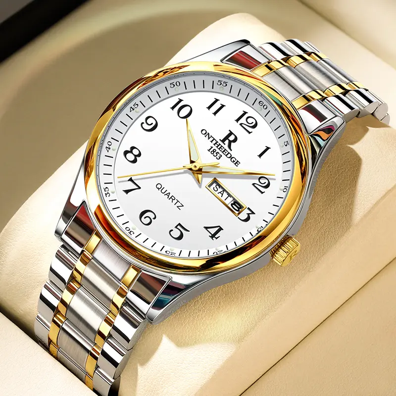 rzy097 gold and white steel men's