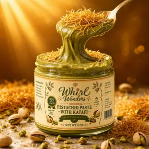 Pistachio Paste with Crispy Katafi – Real Pistachios | Crunchy Kunafa Spread | Viral Middle Eastern Dessert | 8 oz | Made in USA