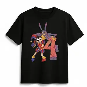 Jax & Pomni Digital Circus Tee | Cartoon Graphic T-Shirt | Colorful Animation Streetwear Shirt | Unisex Cotton Tee | The Amazing Digital Circus Fan Gift