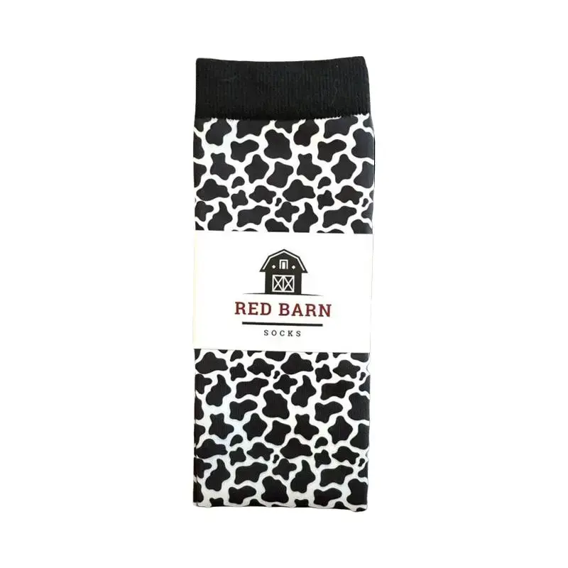 Red Barn Boot Socks - Udderly Cozy - Petite Style, Cactus Design, Horse-Themed, Unisex, Moisture-Wicking, Stay-Up Fit, Western Boot Socks Womenswear