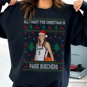 All I Want For Christmas Is Paige Bueckers Sweatshirt, Paige 5 Women Basketball Graphic TShirt Hoodie
