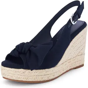 Coutgo Women's Peep Toe Wedges Heels Slingback Espadrille Platform Sandals Side Bowknot Casual Shoes tiktokshopspringglowup
