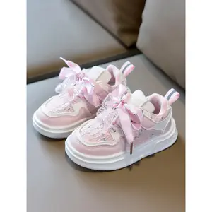 NewGirls' Casual  Blue Lace Sequins Soft Sole Low-Top Sneakers, Cute and Eye-Catching Kids'  for Weekend Outing shoes