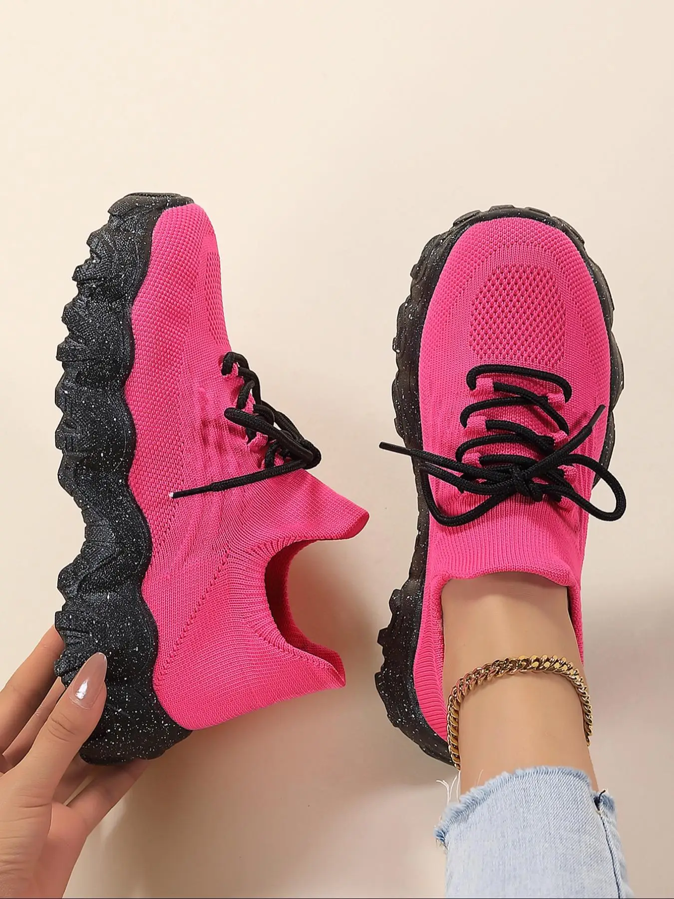 Women's Fashionable Colorblock Shoes for Women, Sneakers Women 2024, Casual Comfortable Breathable Running Sports Shoes, Female All-match Round Toe Sh