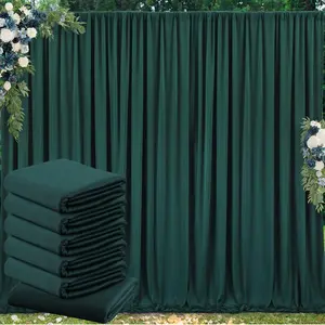 30ft×10ft Wrinkle Free Dark Green Backdrop Curtain for Party, 6 Panels 5ft×10ft Soft Silky Polyester Dark Green Photo Backdrop Drapes for Birthday Baptism Photography Baby Shower Wedding