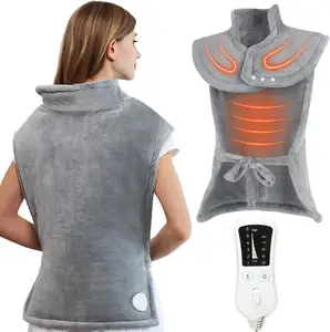 Electric Heating Pad for Back Neck Shoulders Pain Relief, 6 Heat Levels/Auto Shut-Off, 24"x 36" Large Electric Heated Pads, Gifts for Women Men Mom Dad Elderly, Gray