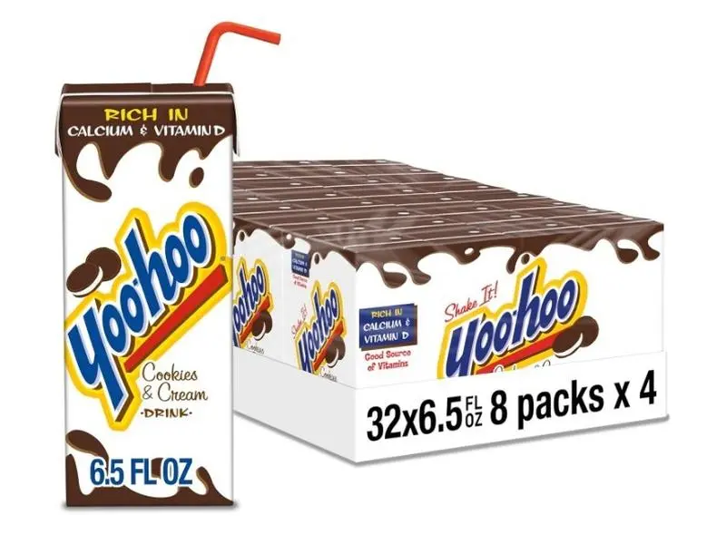 Yoo-hoo Cookies and Cream Flavored Drink, 6.5 fl oz Boxes, 32 Count (4 Packs of 8), Ready to Drink, Caffeine-Free, 99% Fat-Free, High in Calcium & Vitamin D