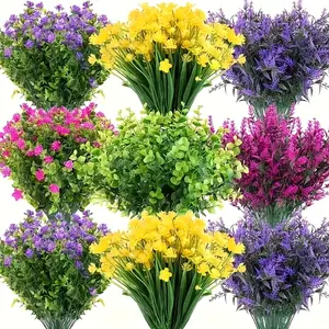 UV Resistant 6 Bundles Artificial Camellia Flowers, Artificial Flowers For Outside, Artificial Flowers Bouquet with Boxwood Shrubs, Artificial Flower Decoration, Faux Greenery for Outdoor, Home, Wedding Decor, Housewarming & Garden Lovers Gift