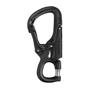 Petzl EASHOOK OPEN Connector with gated connection point for double lanyard and work positioning lanyard Petzl EASHOOK OPEN Gated Connector (Black)