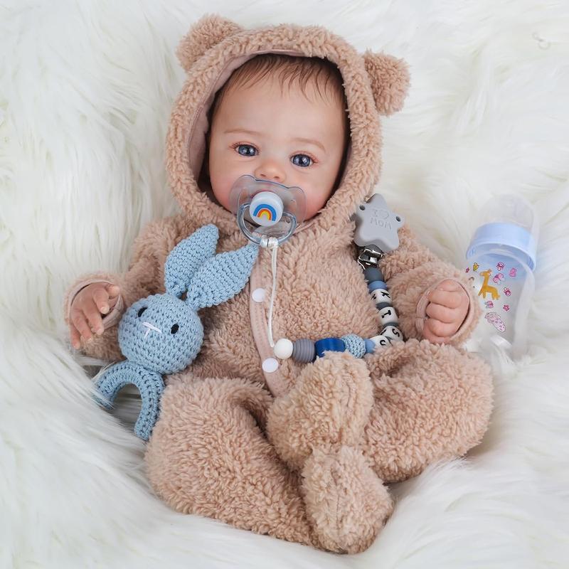 [WOOROY] Reborn Baby Doll - 18 In Realistic Baby Doll Lifelike Baby Boy Real Life Baby Doll with Soft Vinyl Body can Swimming with Accessories, Perfect Birthday & Christmas Gifts for Kids 3+