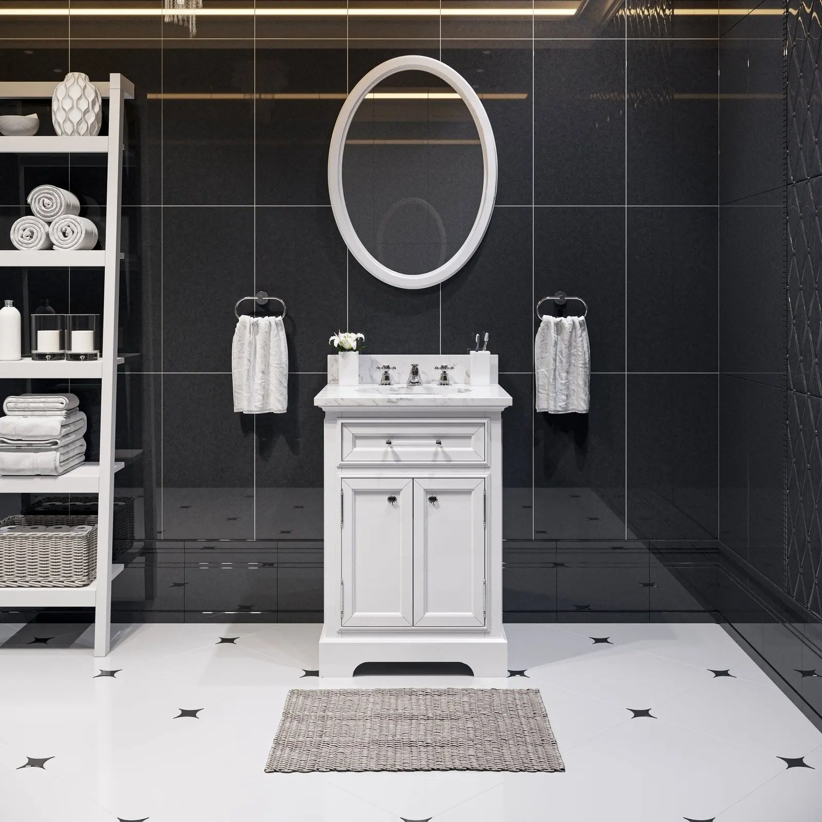 Water Creation Derby 24" Pure White Single Sink Bathroom Vanity With Faucet From The Derby Collection