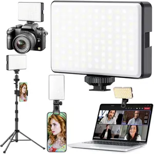 91 LED Portable Charger Selfie Light Video Conference Lighting with Clip & Camera Tripod Adapter Rechargeable 2000mAh CRI 96+, 4 Light Modes for Phone  Webcam Laptop Makeup (Glossy Black)